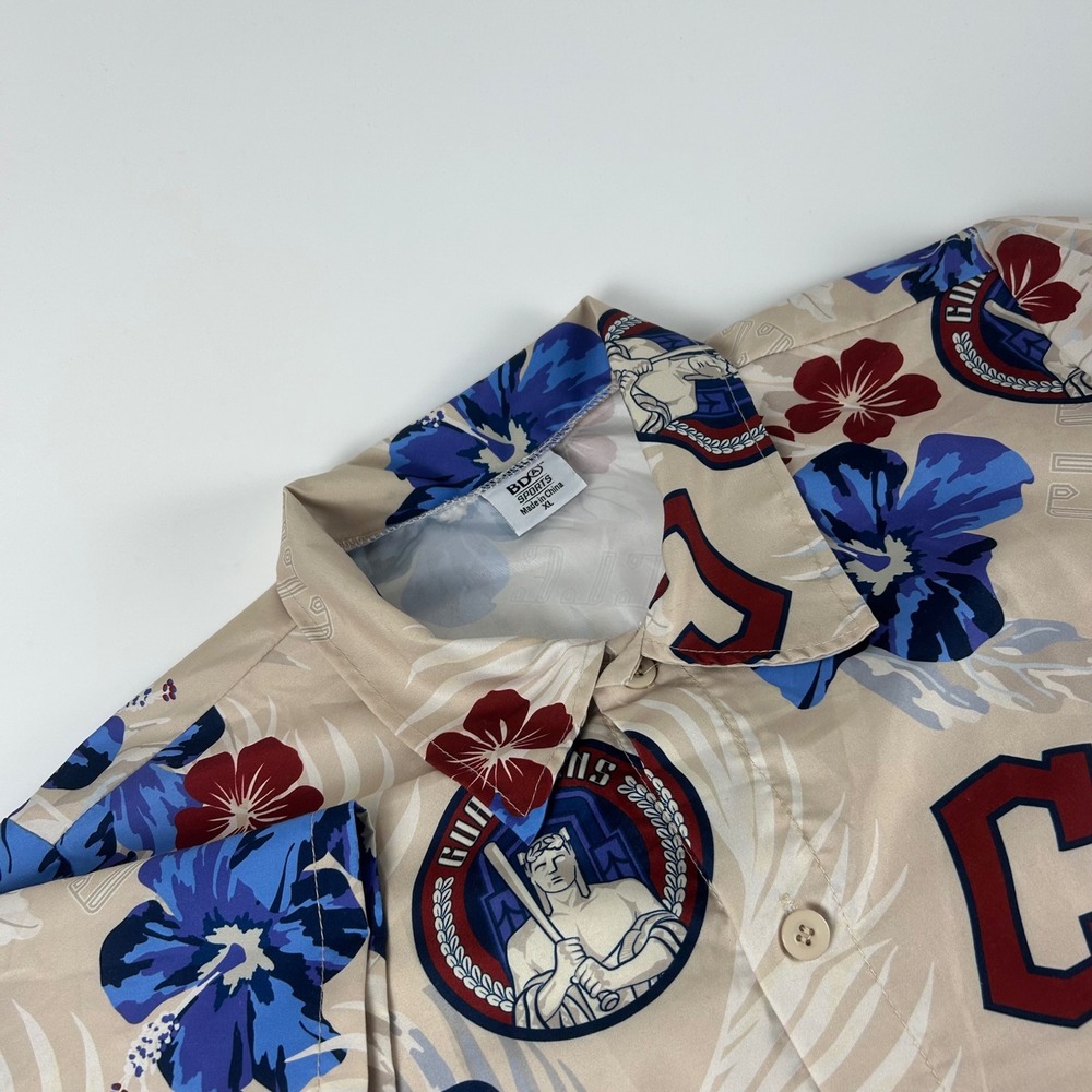 Cleveland Guardians Men's XL BDA Sports Hawaiian Shirt Tan Floral SGA 7/6/25